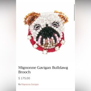 Mignonne Gavigan Red, Black & Pink Beaded Bulldog Brooch